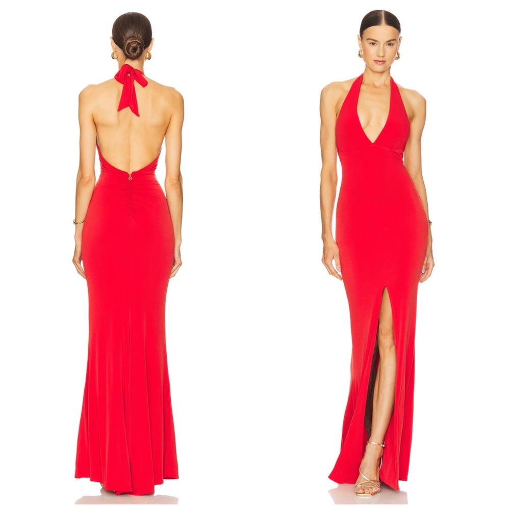 Nookie Illegal Halter Gown Maxi‎ Red Slit Large Dress